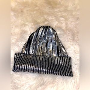 Black and silver beanie